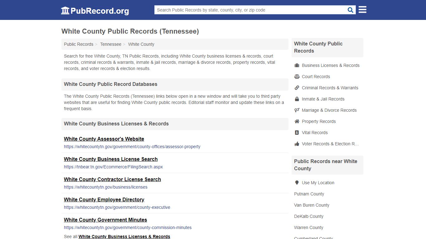 Free White County Public Records (Tennessee Public Records) - PubRecord.org